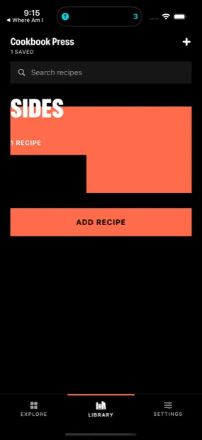 The library, shelved by a fixed ten-value category enum. The type-led design is deliberately unlike the feed: the library is the part you own.