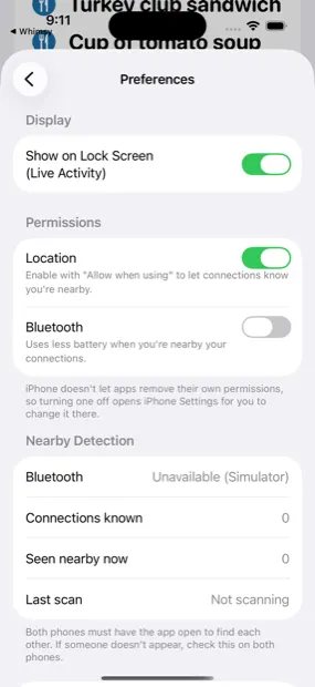 Diagnostics for a radio protocol that cannot be simulated. “Unavailable (Simulator)” is the correct answer here, not a bug.